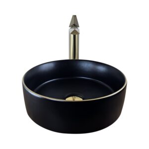 36 cm Siyah Altın Tezgah Üstü Çanak Lavabo