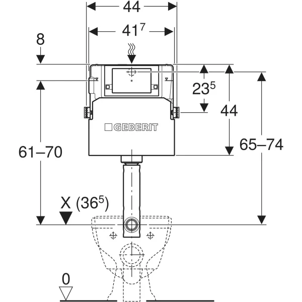 Geberit Alpha gömme rezervuar 12 cm, 6 / 3 litre, montaj yüksekliği 109 cm